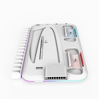 PS5 RGB Cooling Station with Controller Charging Dock – 3-Level Turbo Fan Stand for PS5 Slim Disc & Digital with Headset Holder