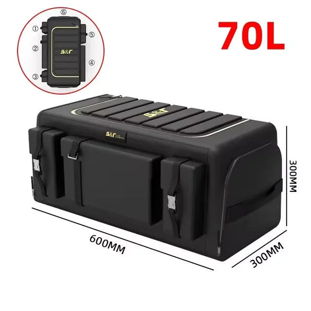Car Trunk Storage Organizer with Lid – 70L Universal Folding Box, Oxford Cloth, Organizador for Car Trunk