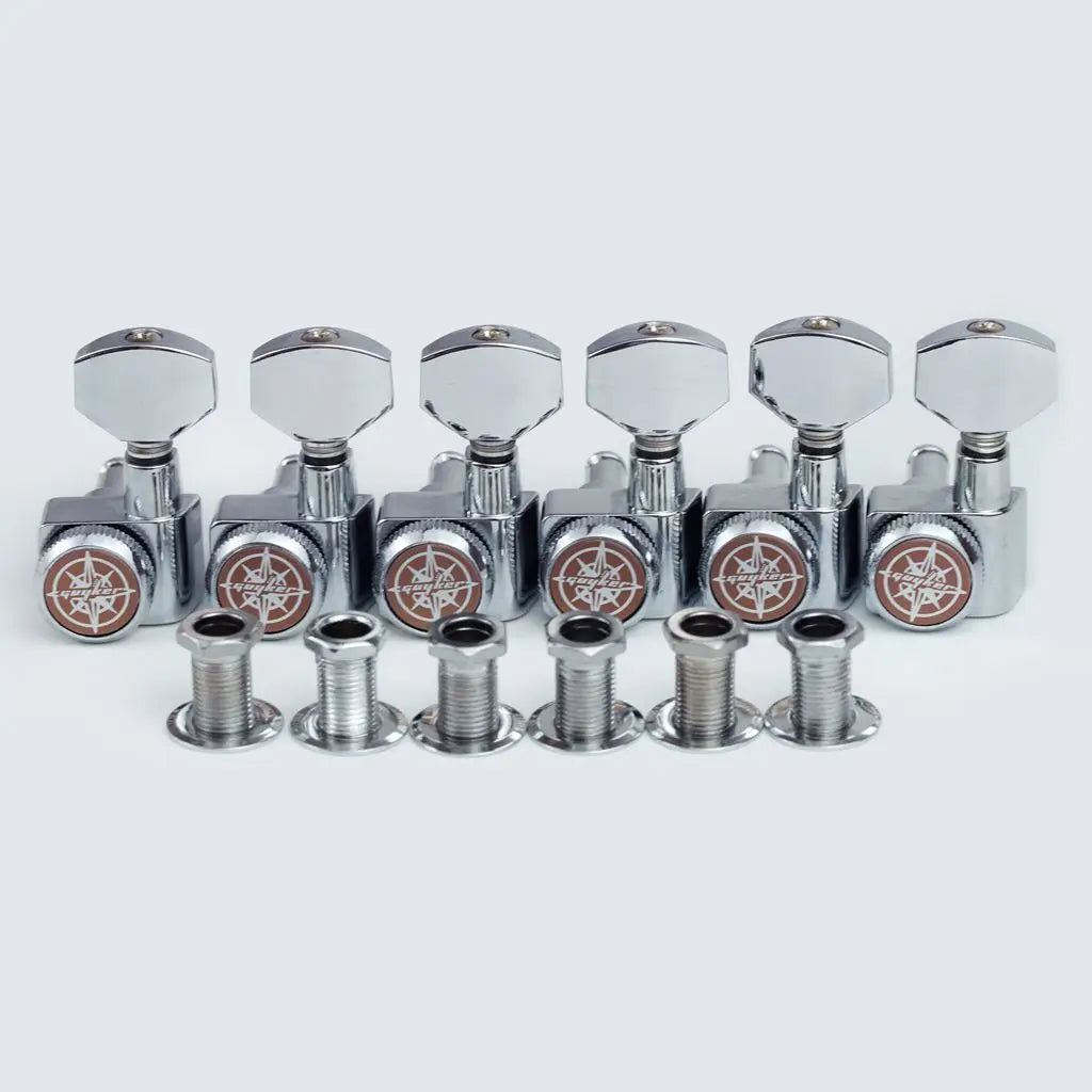 GUYKER 6R/6L Locking Guitar Machine Heads — Chrome Tuning Pegs, No-Screw Tuners