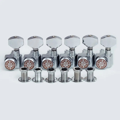 GUYKER 6R/6L Locking Guitar Machine Heads — Chrome Tuning Pegs, No-Screw Tuners