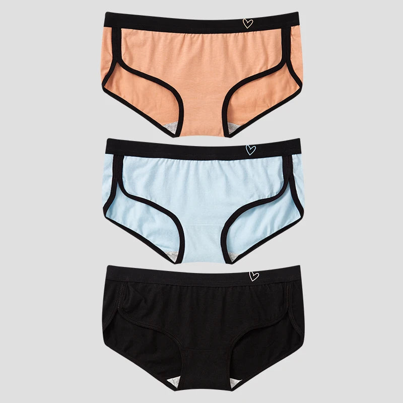 BANNIROU 3Pcs Women’s Cotton Briefs - Soft Breathable Low-Rise Sports Fitness Panties & Everyday Lingerie Underwear