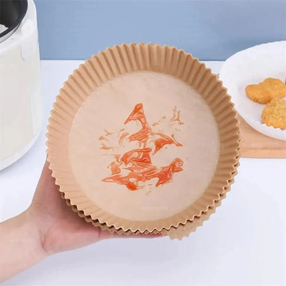 50/100PCS Disposable Air Fryer Paper Liners Non-Stick Round Baking Parchment for Kitchen Cooking