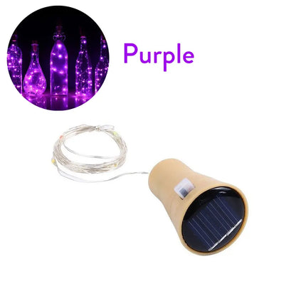 Solar Wine Bottle Lights – 10LED/15LED/20LED Cork Shape Fairy Lights, Copper Wire Garland for Christmas & Home Room Decoration
