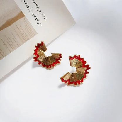 Irregular Geometric Alloy Clip-On Earrings - No-Piercing Punk Style Statement Jewelry for Women