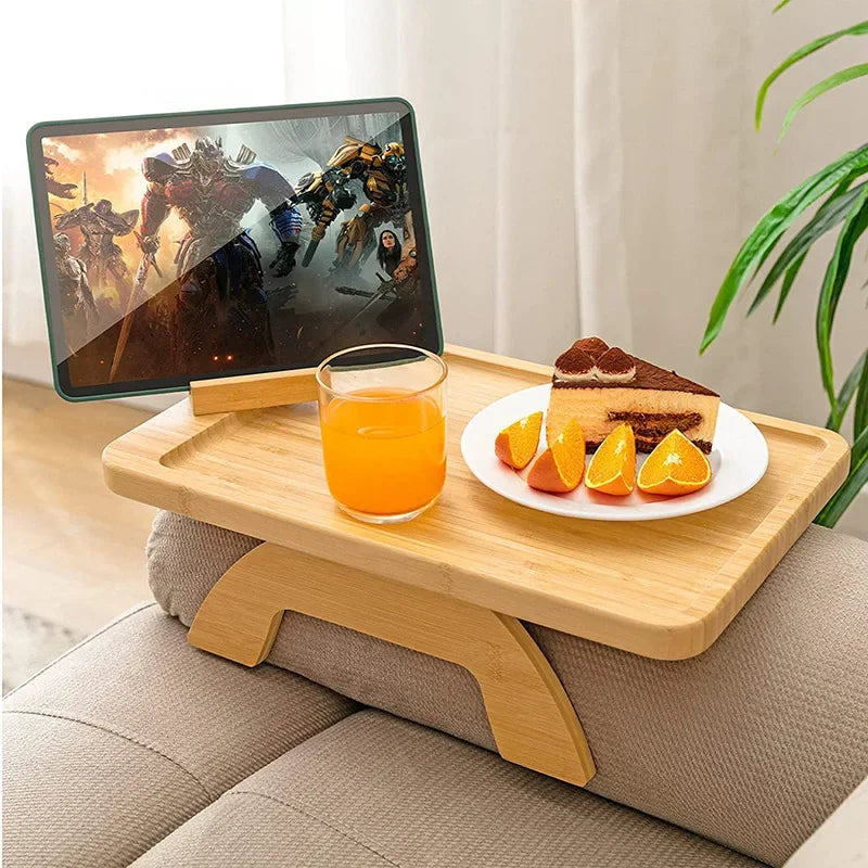 Portable Sofa Arm Tray – Clip-on Couch Armrest Table for Snacks, Drinks, and Remote Control