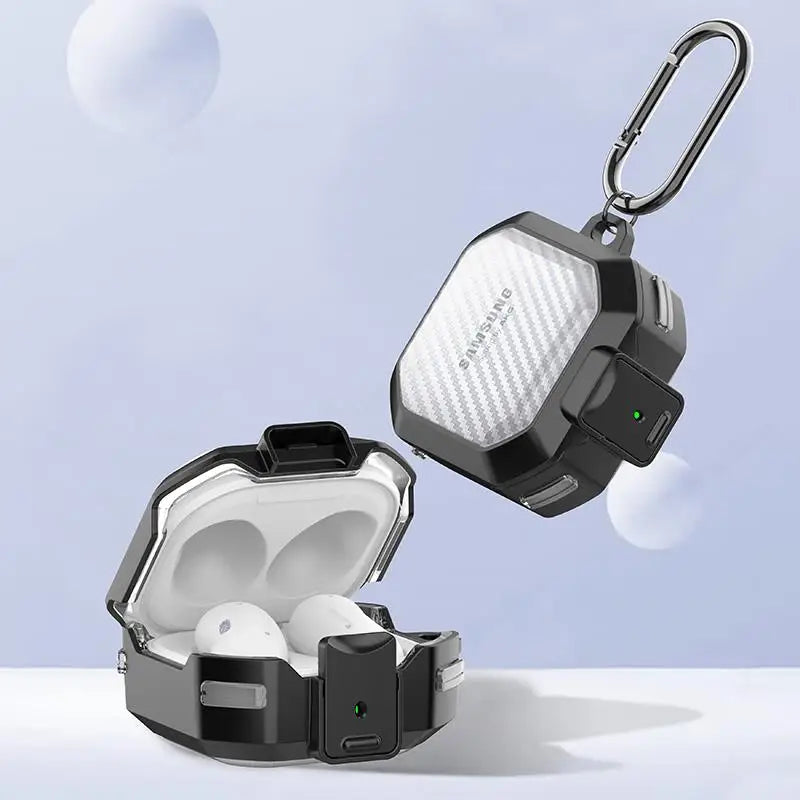 Carbon Fiber Case for Samsung Galaxy Buds 2 Pro, Buds FE, and Buds Live – Clear Cover for Buds2 Pro and Buzz 2 Pro. Live Buzz2 Cases