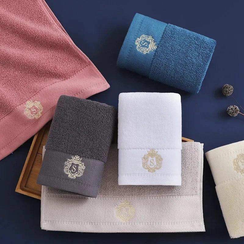 1/5/10PCS Cotton Towels Set – Hand Face Bath Towels 35x75cm & 70x140cm Soft Absorbent Sports Gift Towels Blue White