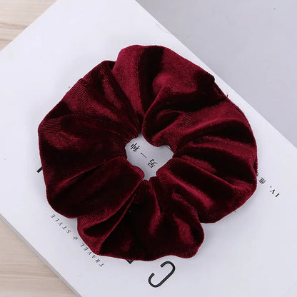 10/6/1Pcs Velvet Hair Scrunchies Set for Women – Solid Color Elastic Ponytail Hair Bands & Headband Accessories (Black Pack)