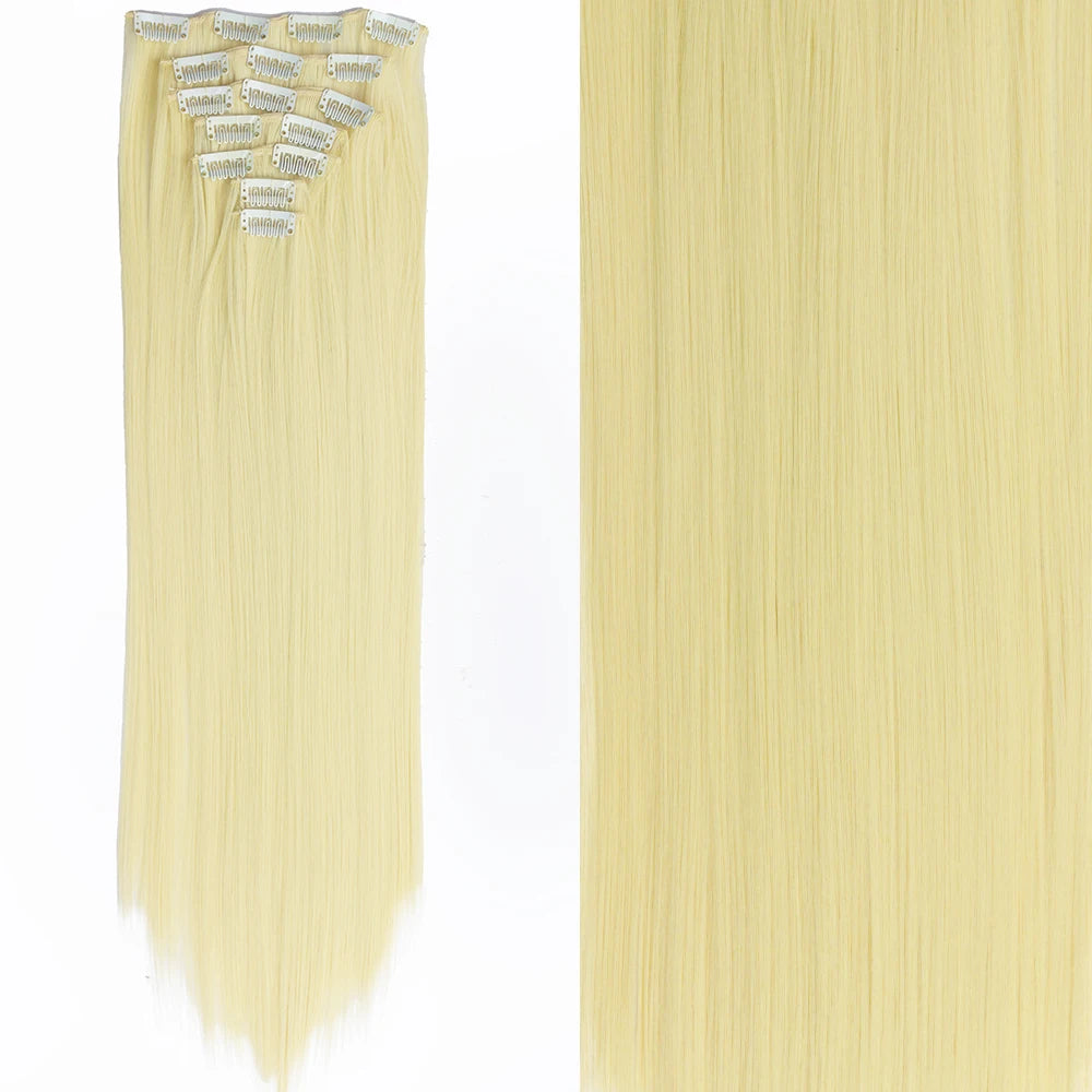 Women’s 7Pcs Hair Extensions with 16 Clips – Natural Black Straight Ombre Hairpiece
