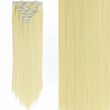 Women’s 7Pcs Hair Extensions with 16 Clips – Natural Black Straight Ombre Hairpiece