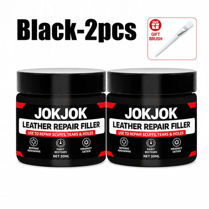 JOKJOK Leather Repair Filler 30ml - Black PU Vinyl Paste for Car Seats, Sofas, Shoes, Scratches, and Cracks