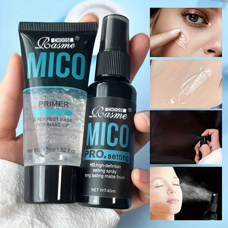 Makeup Primer & Setting Spray Set - Pore-Blurring Base and Long-Lasting Makeup Finish