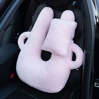 Children’s Cartoon Car Neck Pillow – Rear Seat Sleep Headrest & Seat Belt Shoulder Support