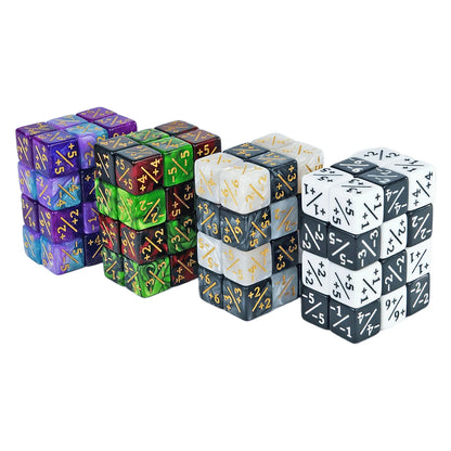 10pcs D6 Dice Counter Set - +1/+1 & -1/-1 Six Sided Dice for Math Teaching, Kids Arithmetic Toys and Card Game Accessories