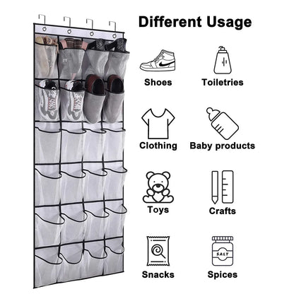 Over The Door Shoe Organizer - 12/14/24/28/35/40 Pocket Large Mesh Hanging Rack for Closet Shoe Storage