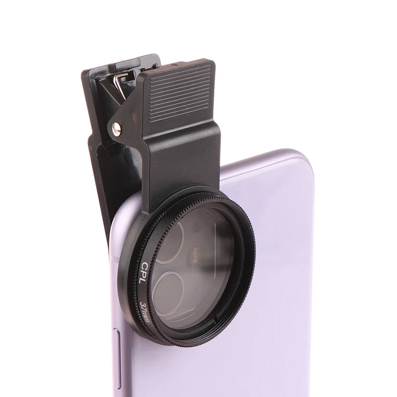 37/52MM CPL Circular Polarizer Filter — Universal Black Camera & Phone Clip-On Lens Accessory for Wide-Angle Photography
