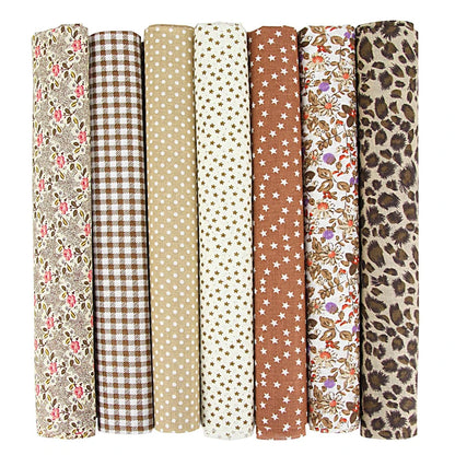 7-Piece 50x50cm Cotton Patchwork Fabric Set – Handmade Sewing Quilting Cloth for Needlework & DIY Crafts