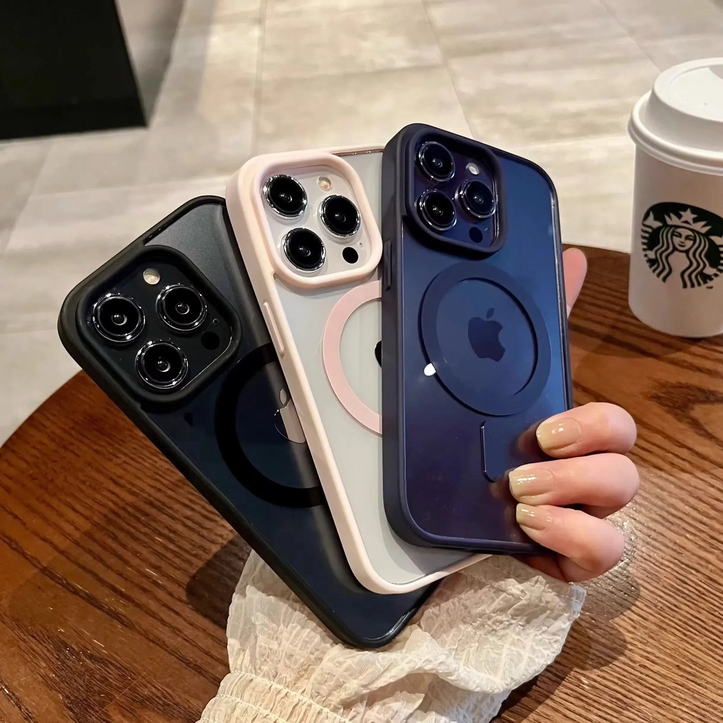Acrylic Magnetic Clear iPhone Case – Hard Back Cover with MagSafe Wireless Charging, Pink, Fits iPhone 11-16 Pro Max & Plus