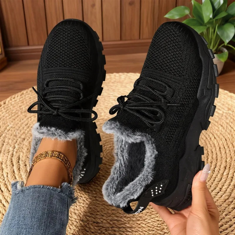 Women’s Winter Warm Sneakers – Non Slip Cold Weather Outdoor Walking Sports Shoes