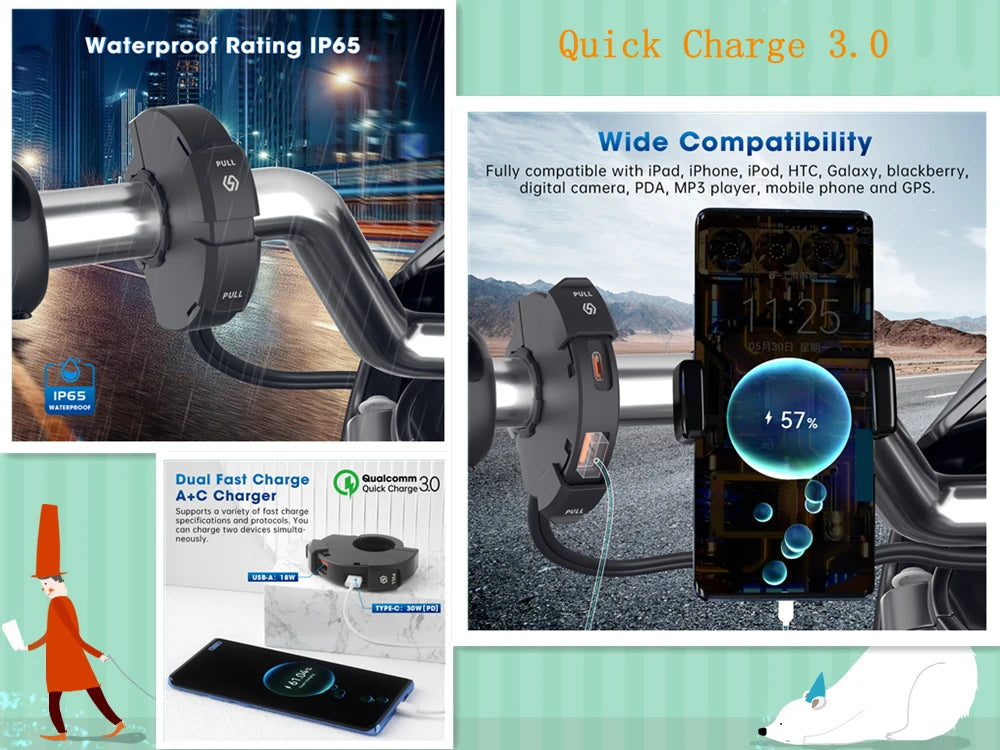 Aluminum Motorcycle Handlebar Phone Holder – Anti-Vibration Navigation & Mirror Mount Stand