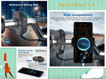 Aluminum Motorcycle Handlebar Phone Holder – Anti-Vibration Navigation & Mirror Mount Stand