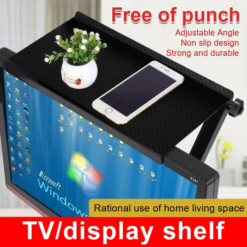 Adjustable TV & Monitor Top Storage Shelf – Desktop Display Stand for Computer, TV, Router, and Home Organization