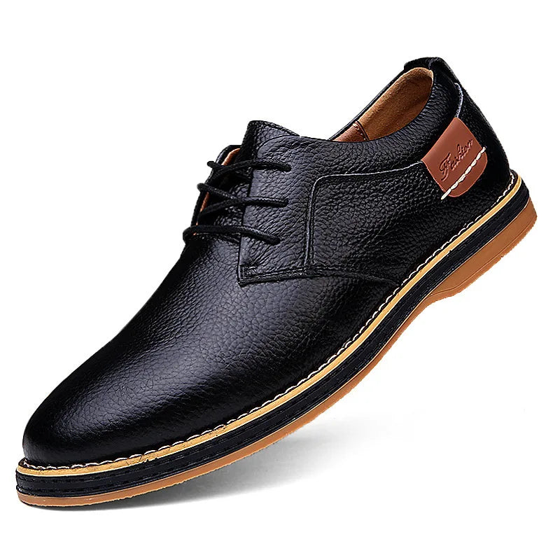 Men’s Genuine Leather Oxford Shoes - Classic Lace-Up Business Casual Dress Shoes Large Size 38-48