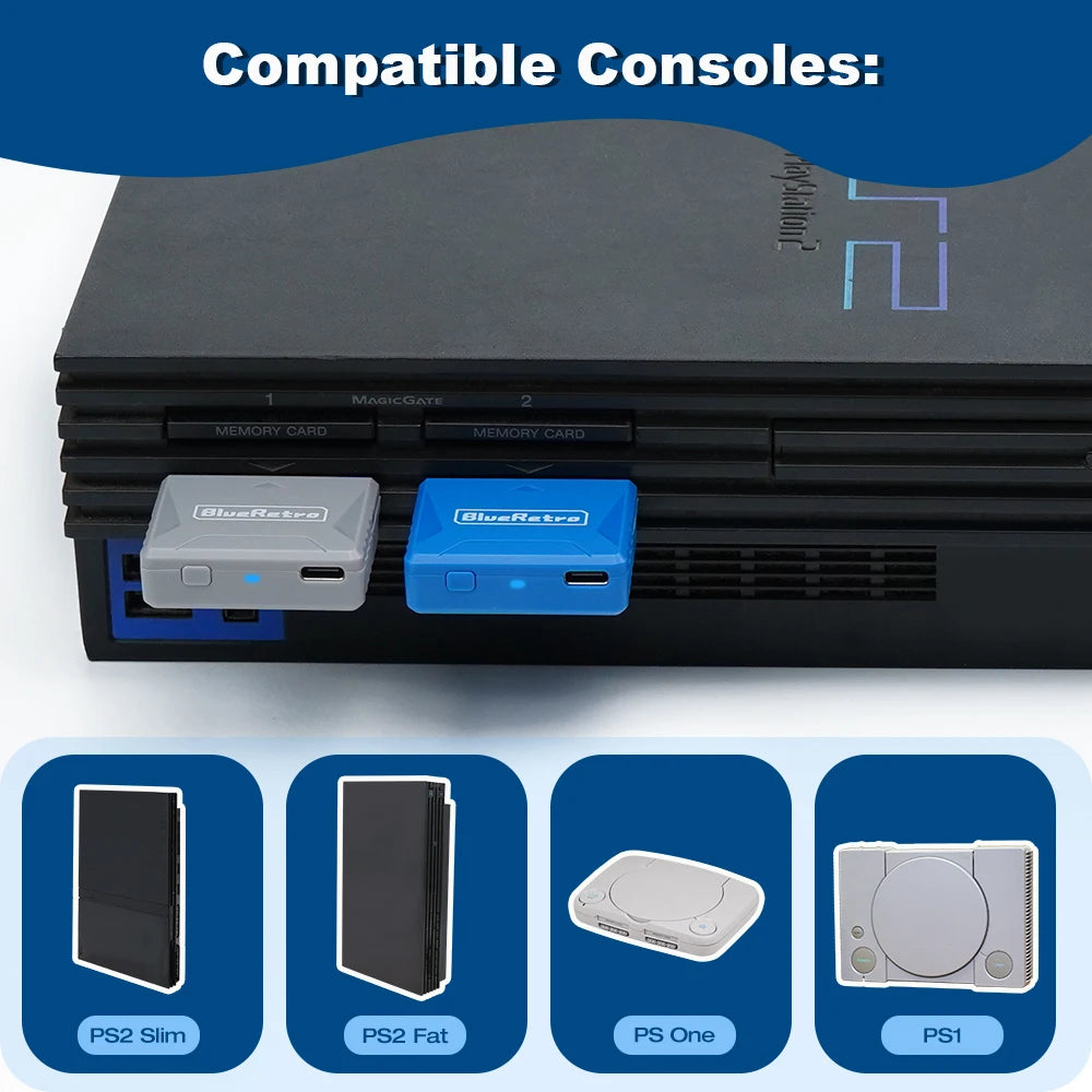 RetroScaler Mini BlueRetro Receiver Adapter – Wireless Controller Adapter for PS1, PS2, PS4, PS5, Xbox Series X, 8BitDo