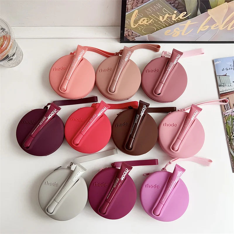 Lip Gloss & Makeup Organizer Bag — Female Toiletry Kit with Zip, Mirror, and Cosmetic Storage Pouch
