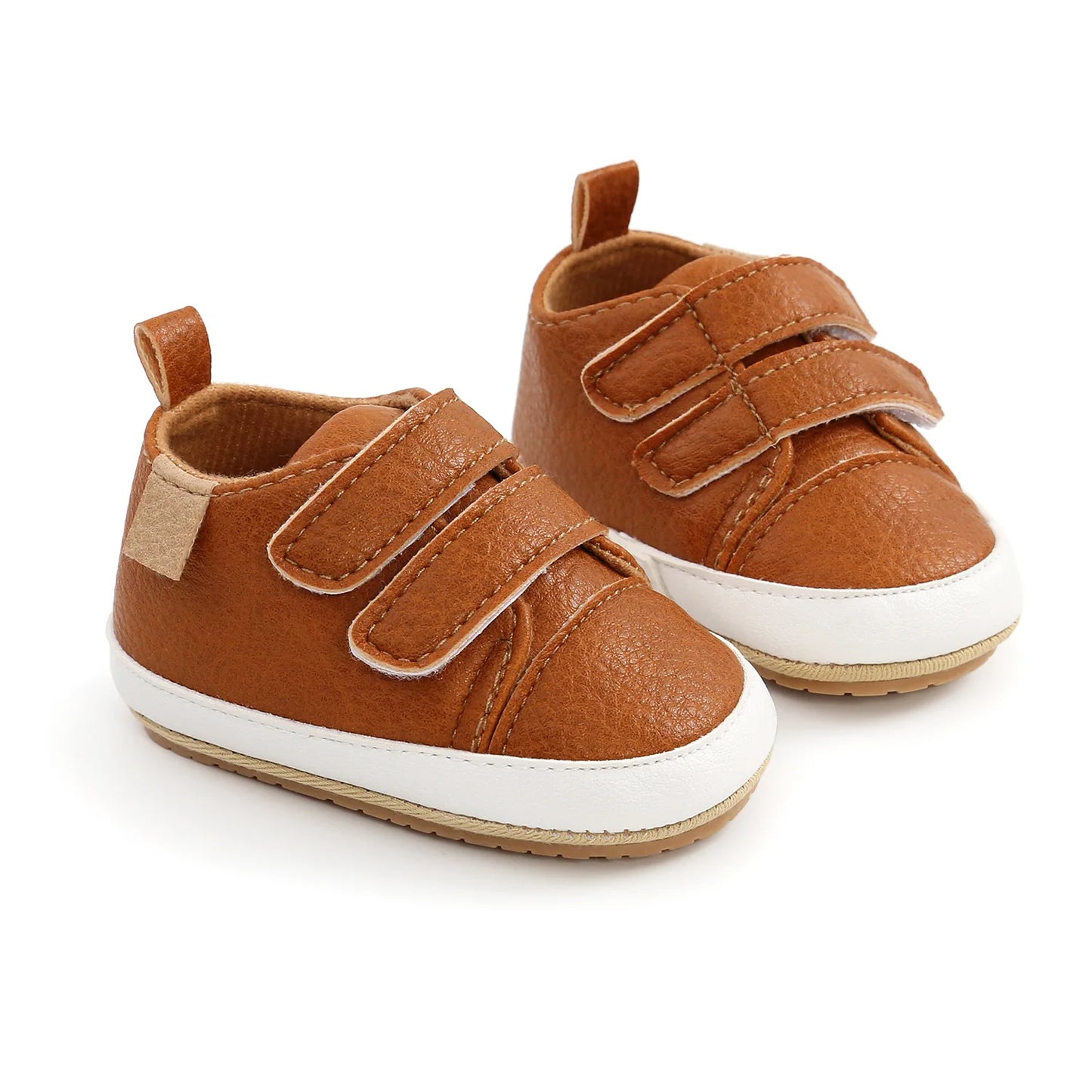 Classic Baby Casual Sneakers – Vintage PU Leather, Soft Rubber Sole, Slip-Resistant Infant Shoes in 4 Colors