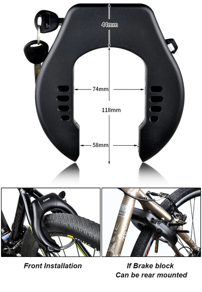ETOOK Bike Horseshoe Lock - Anti-Theft Hardened Steel Pipe, Portable High Safety Road & Mountain Bicycle Lock