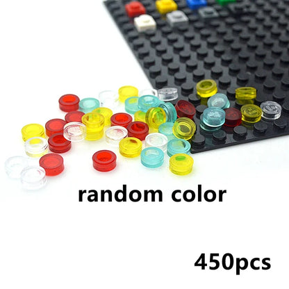 450PCS Round 1x1 Flat Stud Building Block Accessories – Colorful MOC-Compatible Creative Toy Parts Set for DIY Construction