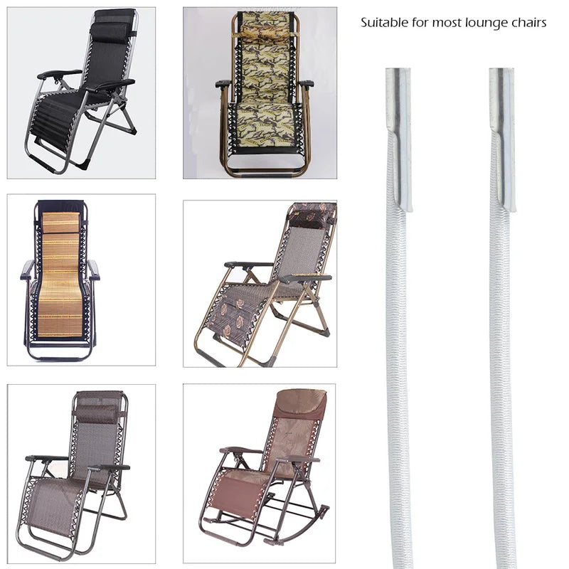 4Pcs Elastic Cord Replacement Set for Folding Chairs - Bungee Rope for Zero Gravity Recliners, Lounge Chair Reinforcement Parts