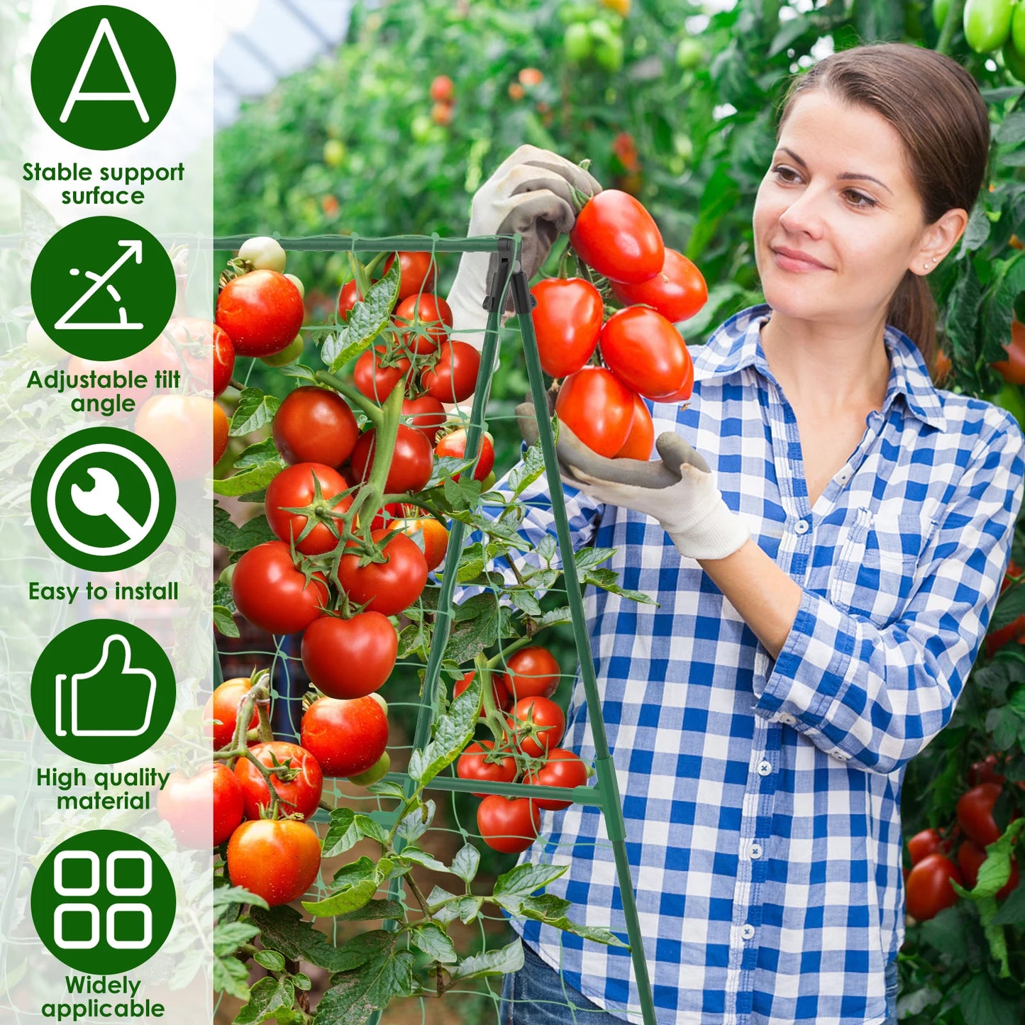 A-Frame Cucumber Trellis - Detachable Garden Plant Support Frame for Tomatoes & Climbing Vegetables