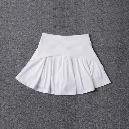 2024 Summer Women’s Anti-Glare Pleated Skirt – High Waist Ice Sports Short A-Line Half Skirt with Elastic Waist