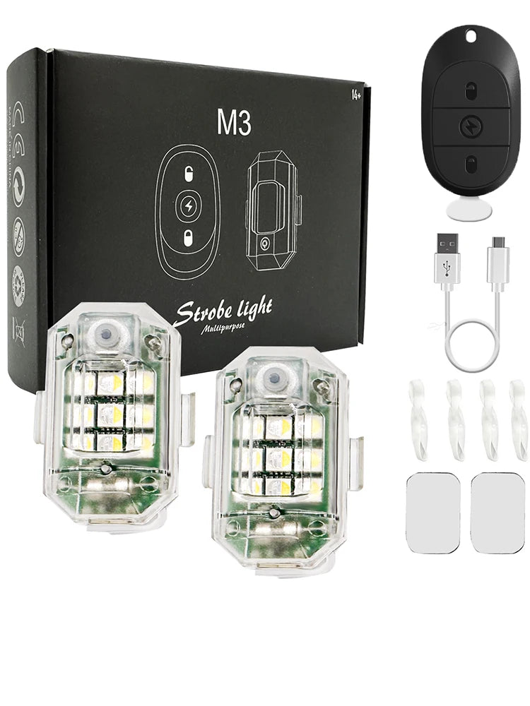 Donwof M3 Car & Motorcycle Strobe Light – Waterproof LED Anti-Collision Warning with Remote