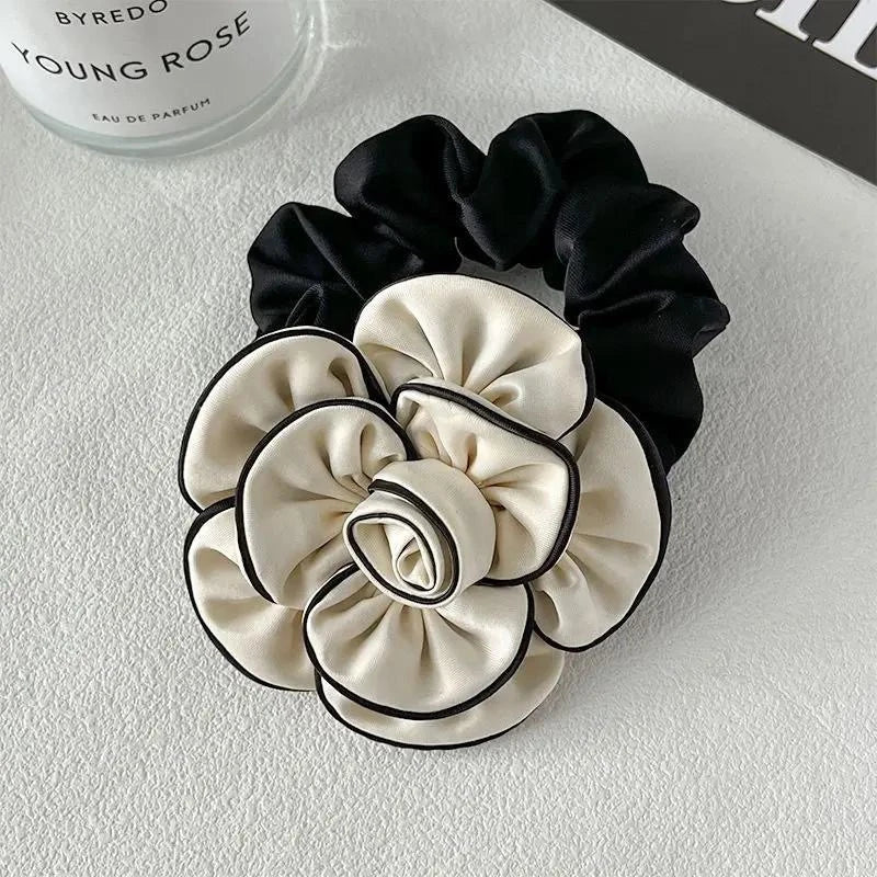 Elegant Camellia Hair Tie - High-Elastic Fashion Hair Band for Buns & Ponytails