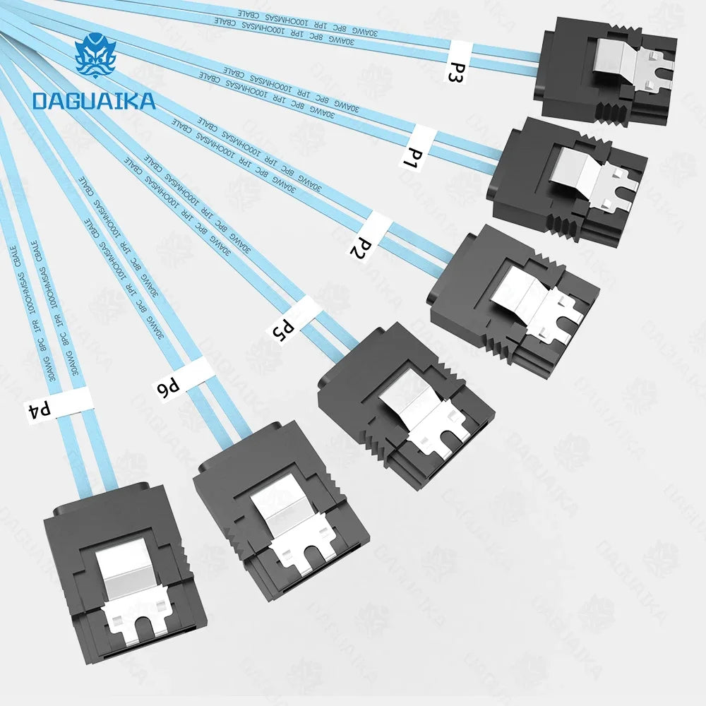 SATA to SATA 7-Pin Cable Set 4/6/8 Pcs – 6Gbps HDD Splitter SAS Cable for Server, 6 Ports/Set