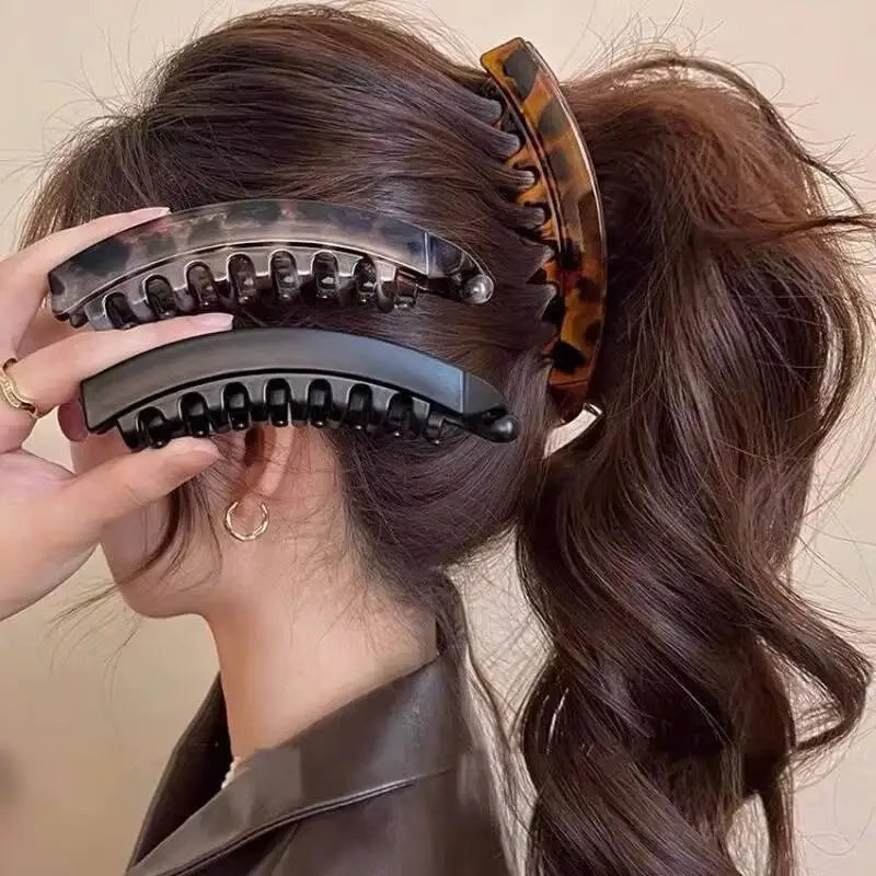 Tortoiseshell Banana Hair Clip - Fish Shape Twist Clamp Barrettes for Women Hair Styling Accessories