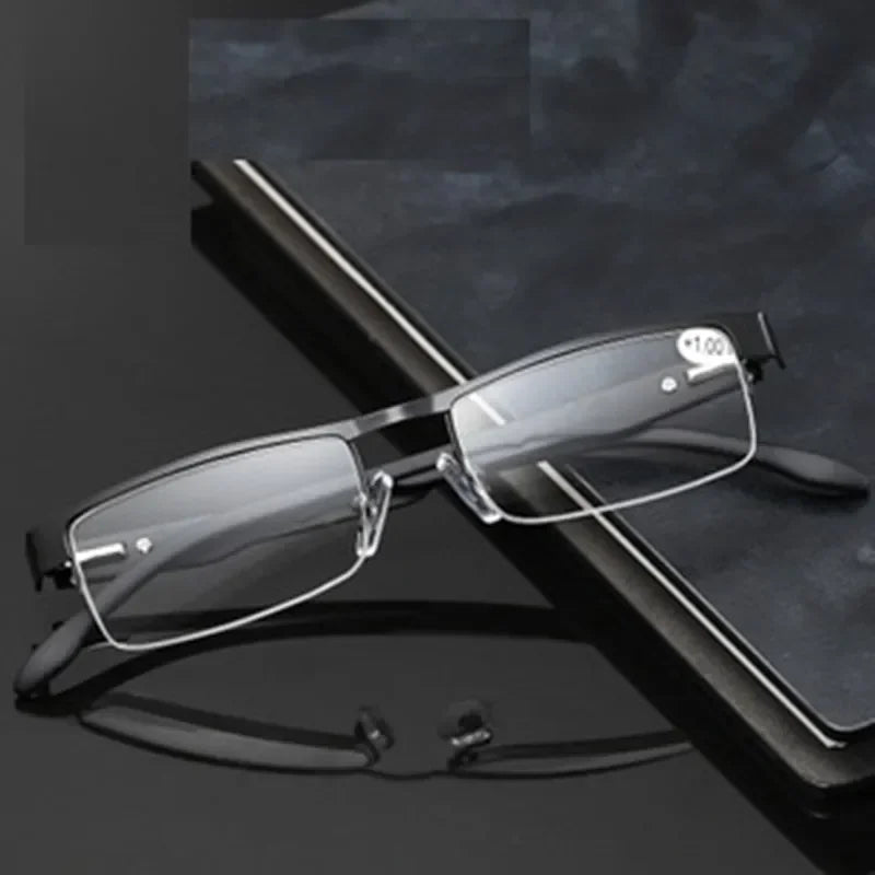 Elderly Anti-Blue Light Reading Glasses – Metal Optical Frame Business Eyewear for Men, Fashion Presbyopia Glasses +1.0 to +4.0