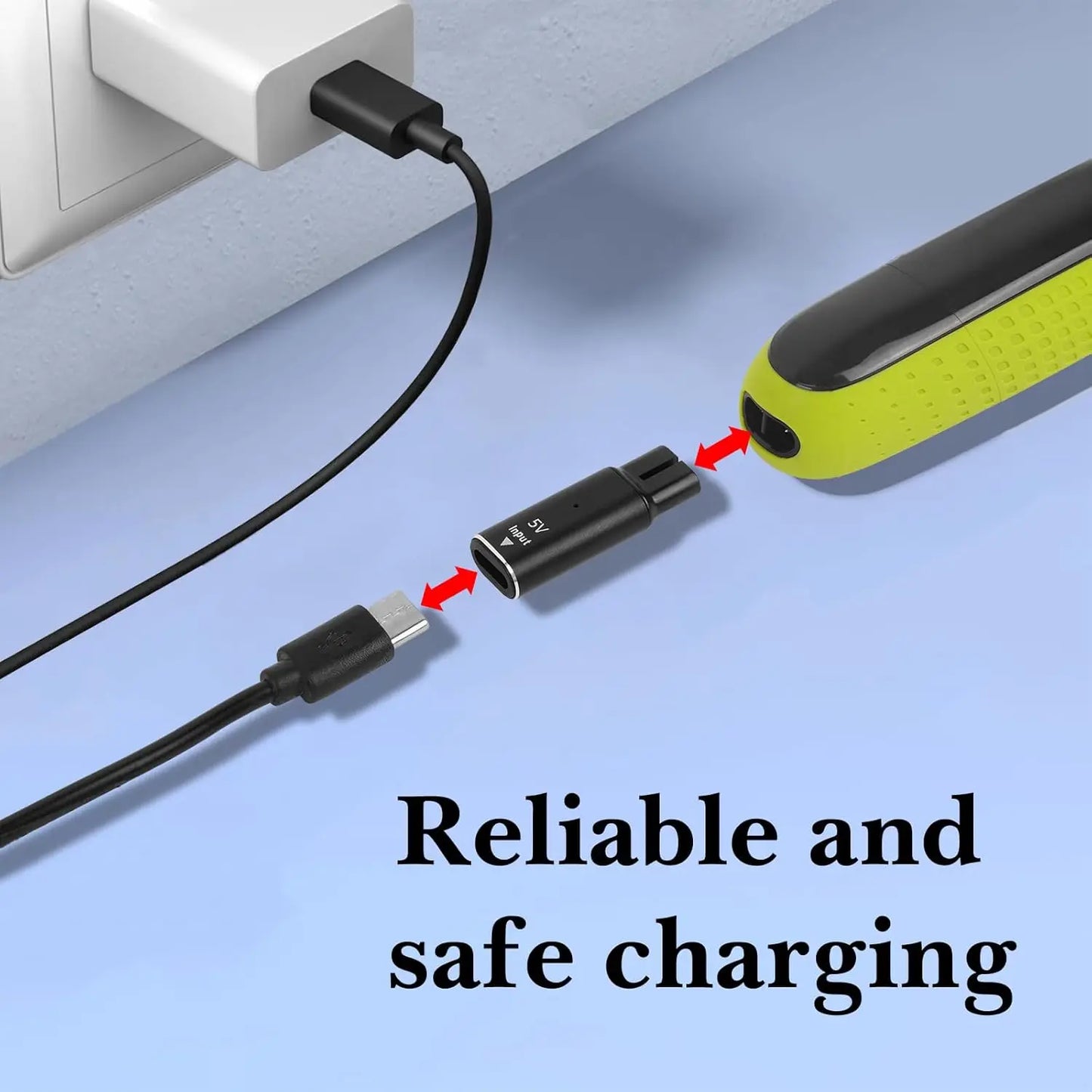 YUKU 5V Type-C Shaver Adapter – Charging Converter for Philips Norelco OneBlade QP2724 QP2834 QP4530 QP1924 QP1324 Series
