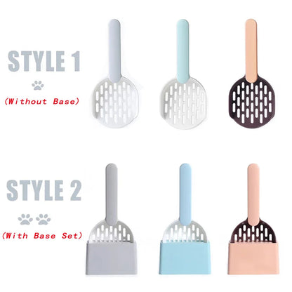 Plastic Cat Litter Scoop with Base | Self-Cleaning Shovel for Cat Litter Box | Kitten Toilet Clean Tools & Supplies