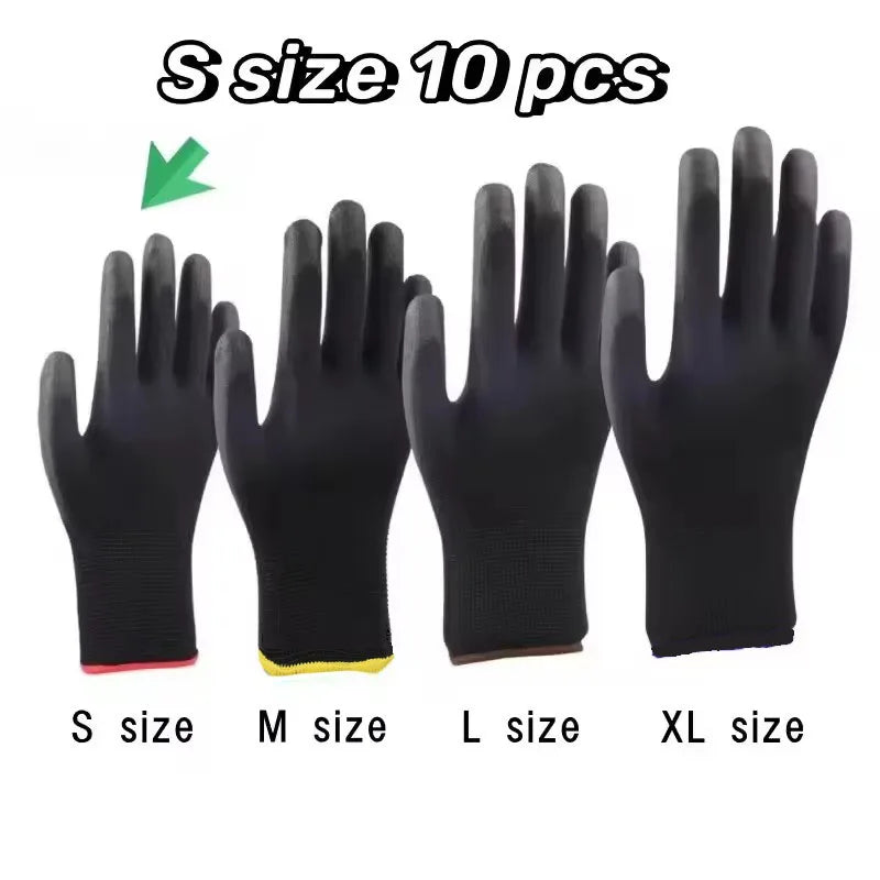 10 Pairs Safety Work Gloves - Anti-Slip, Wear-Resistant ESD Protection for Gardening & Woodworking