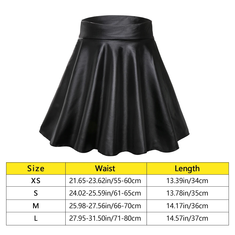 Women’s High Waist Mini Skirt — Elastic Faux Leather Short Skirt