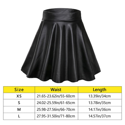 Women’s High Waist Mini Skirt — Elastic Faux Leather Short Skirt