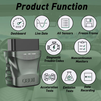 Bluetooth OBD2 Scanner - OBDII/EOBD Car Code Reader with Reset Diagnostic Tool