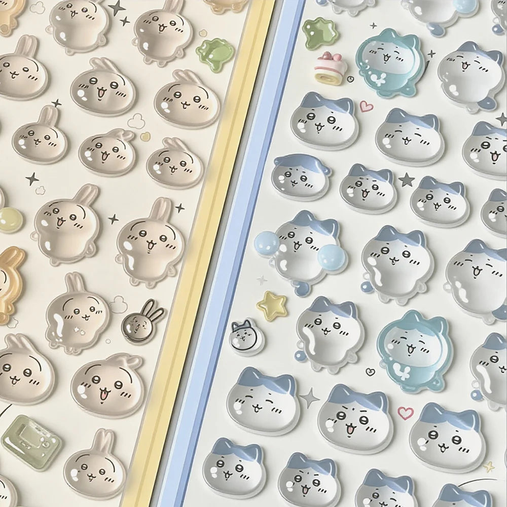 3D Chiikawa Usagi Crystal Stickers - Cute Waterproof DIY Decals for Phone Case, Nails, Notebook & Laptop Decor