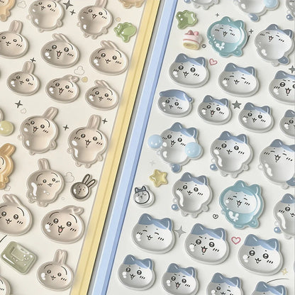 3D Chiikawa Usagi Crystal Stickers - Cute Waterproof DIY Decals for Phone Case, Nails, Notebook & Laptop Decor