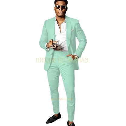 Men's Brown 2 Piece Suit - Shawl Collar Single Breasted Tuxedo Blazer & Pants Set For Wedding, Business & Formal Events