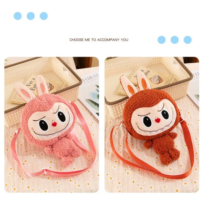 30cm Labubu Cartoon Cute Doll Backpack – Shoulder Crossbody Toy Pouch for Outdoor Travel, Christmas Gift
